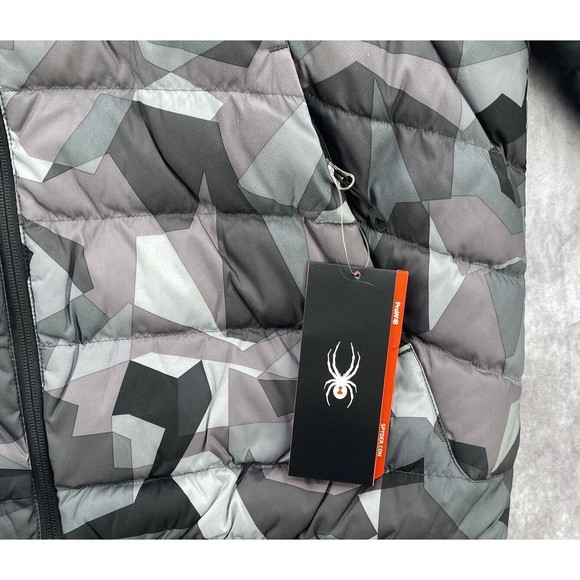 Spyder Puffer Jacket Men's XXL xl Geared Synthetic Down Black Gray Camo … - Picture 6 of 10